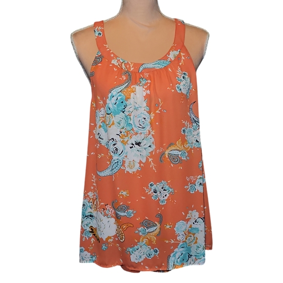 Torrid Floral Print Georgette High Neck Tank Top Size 00X/M/L - Picture 4 of 9